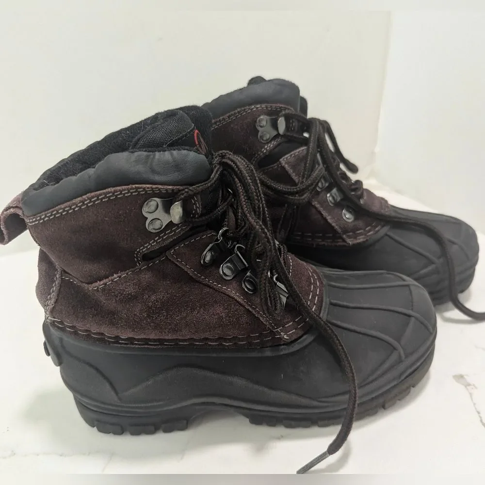 Kids Nevados Brown Hiking Leather Waterproof Snow Boots Sz 1 Storm Pac Insulated
